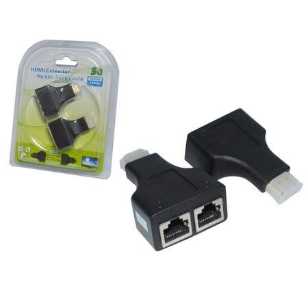 EXTENSAO HDMI 30 METROS VIA 2 CABOS DE REDE - EX-01