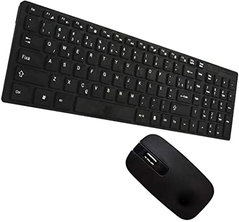 TECLADO E MOUSE SEM FIO MULTIMIDIA 2.4 GHZ TECLAS EM DESTAQUE DE COR. PARA JOGOS