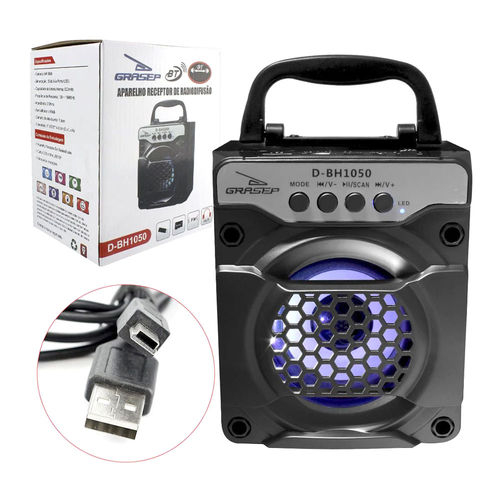 CAIXA DE SOM PORTATIL BLUETOOTH V.5.0 + EDR .10W RMS .COM ENTRADA USB.ENTRADA DE CARTAO.P2 AUXILIAR.