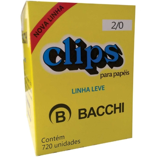 CLIPS GALVANIZADO ACO 2/0 LINHA LEVE 720 UN CAIXA 1106-0 - BACCHI