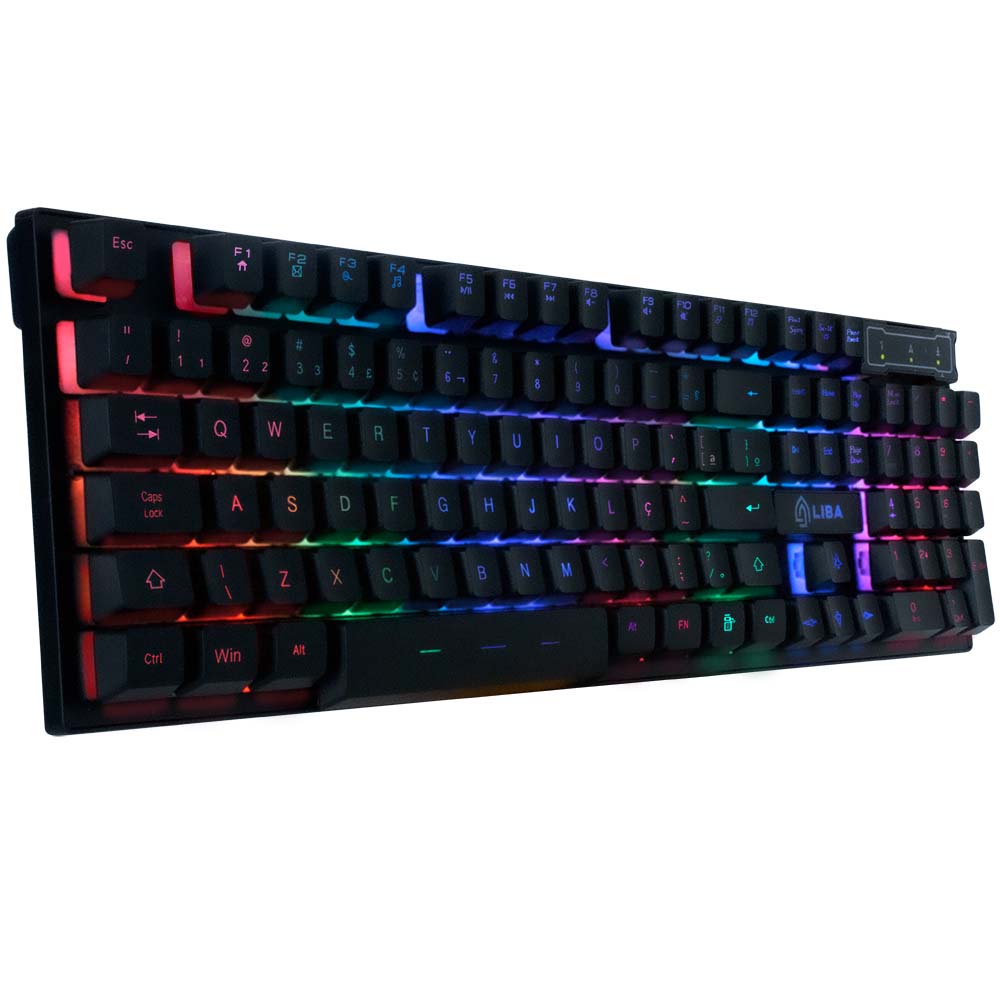 TECLADO PC GAMER COM FIO USB MULTIMIDIA.ERGONOMICO COM ILUMINACAO .ABNT2