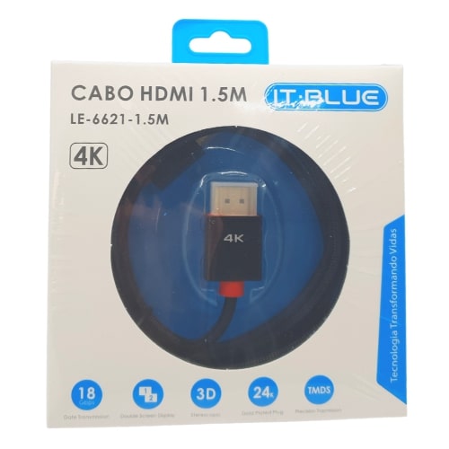 CABO HDMI 01.5 M - VERSAO 2.0 SUPORTA 3D/4K COM MALHA.BLINDADO.CONECTOR BANHADO A OURO