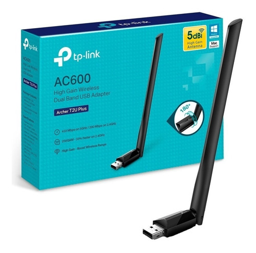 PLACA DE REDE USB WIFI DUAL BAND  ARCHER T2U PLUS(US) HIGH GAIN AC600