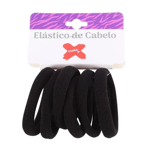 ELASTICO PARA CABELO PRETO 3CM BL.C/06UN PCT.C/12 6751 - MAKE+