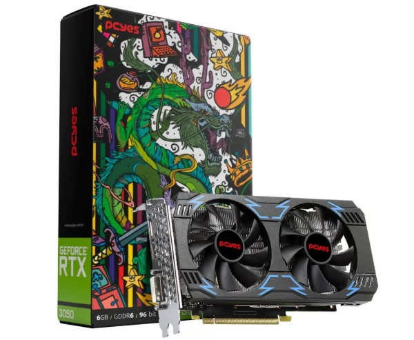 PLACA DE VIDEO 06 GB - RTX-3050 NVIDIA GEFORCE  GDDR6 96BITS PCYES PVRTX30506GB